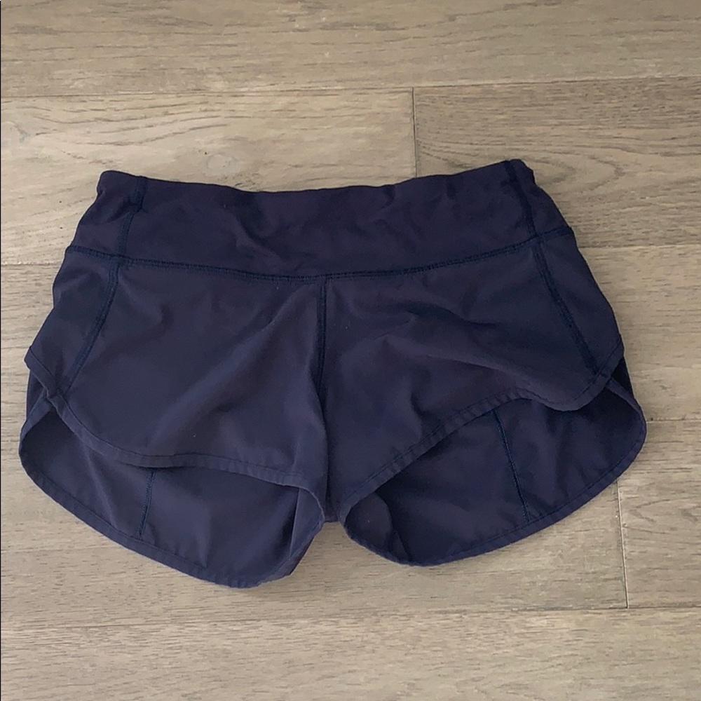 dark blue lululemon running shorts